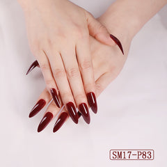 Long Almond Solid Color Press-On Nails