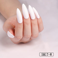 Long Almond Solid Color Press-On Nails