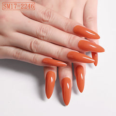 Long Almond Solid Color Press-On Nails