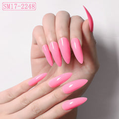 Long Almond Solid Color Press-On Nails