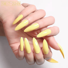 Long Almond Solid Color Press-On Nails