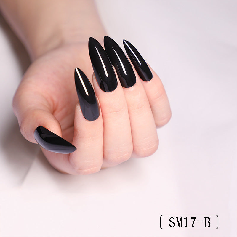Long Almond Solid Color Press-On Nails