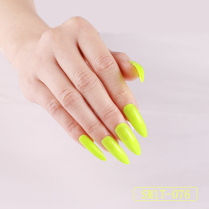 Long Almond Solid Color Press-On Nails